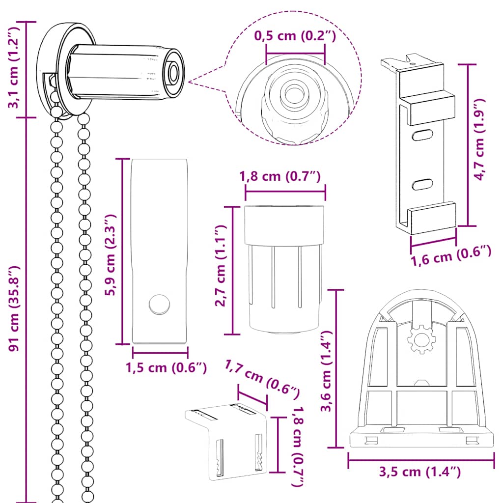 19-Piece Roller Blind Hardware Set 18 Mm