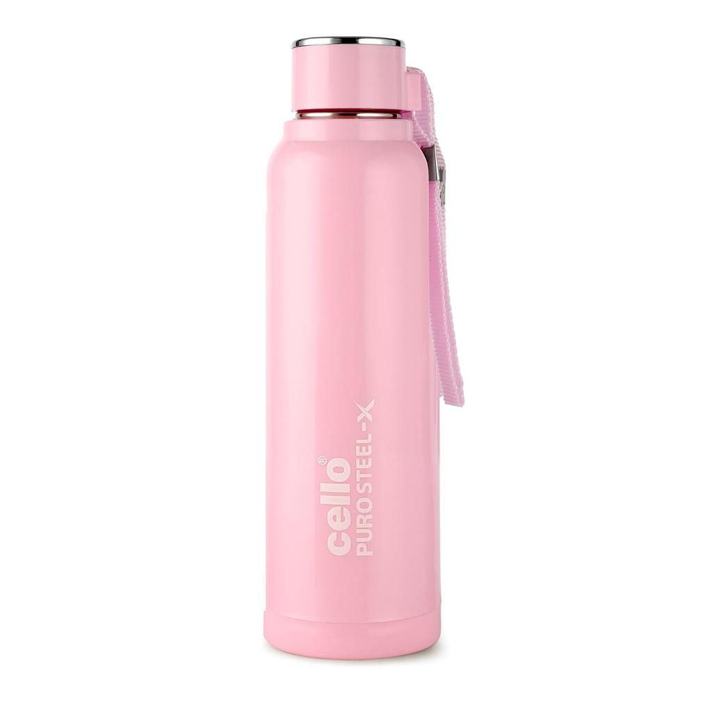 Insulated Water Bottle For Gym Travel And Office Use | BPA-Free Stainless Steel | Leakproof Pink Bottle With Wrist Strap For Outdoor Sports