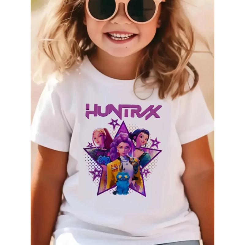 Wave demon hunter print fashionable casual round neck cartoon boy and girl cotton T-shirt
