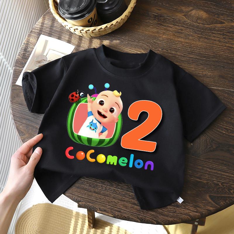 Cocomelons Kids Birthday Number 1-10 T-shirts Cartoon Anime Boys Girls Tees Short Sleeves Printed Children Tops Summer Clothes