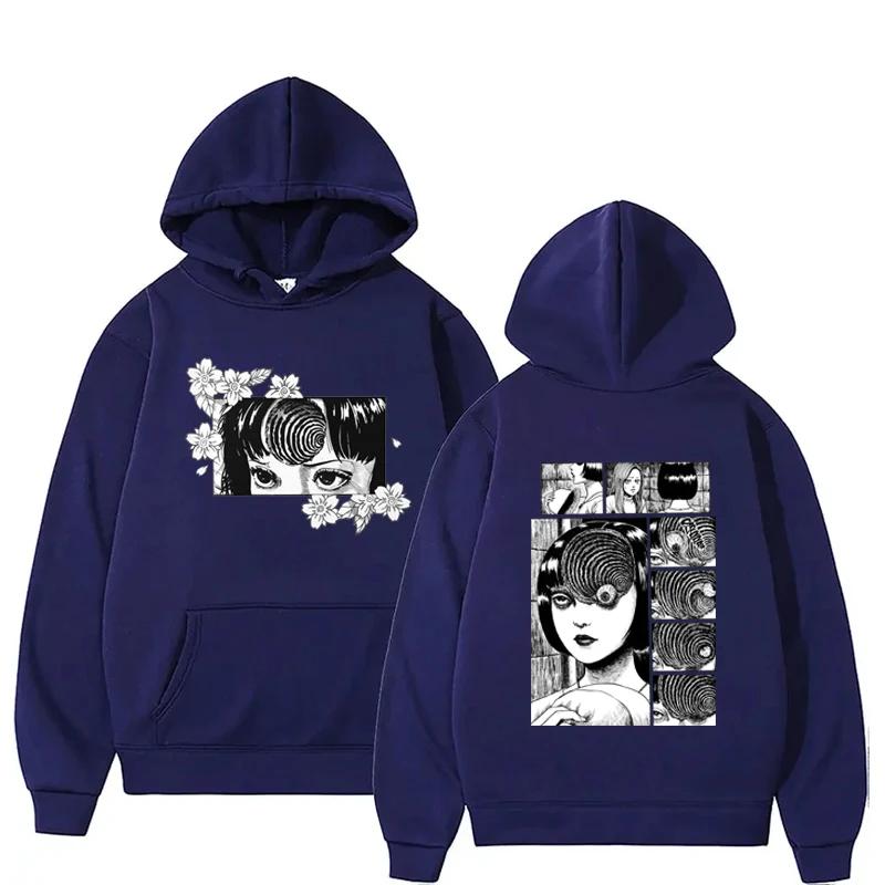 Japanese Anime Printed Hoodie Men Women Harajuku Retro Round Neck Long Sleeve Pullover Autumn Winter Fleece Sweatshirts