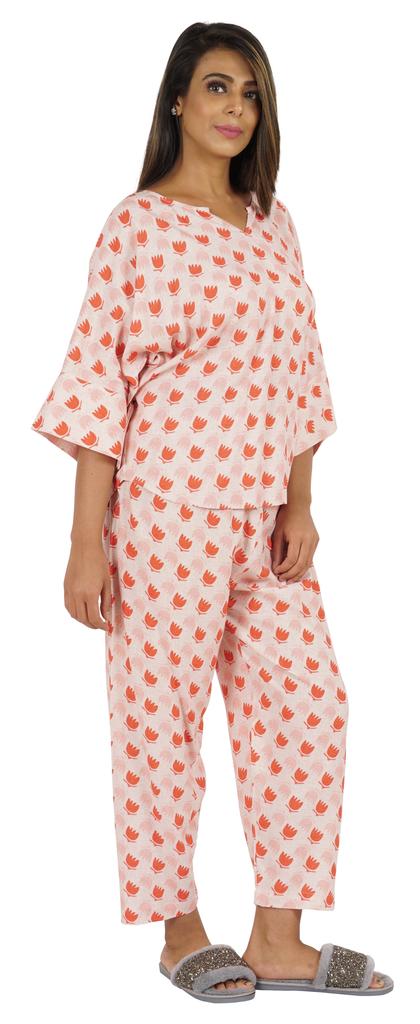 Phagun Women Loungewear 2Pcs Pajama Set Sleepwear Top & Pajama Asian