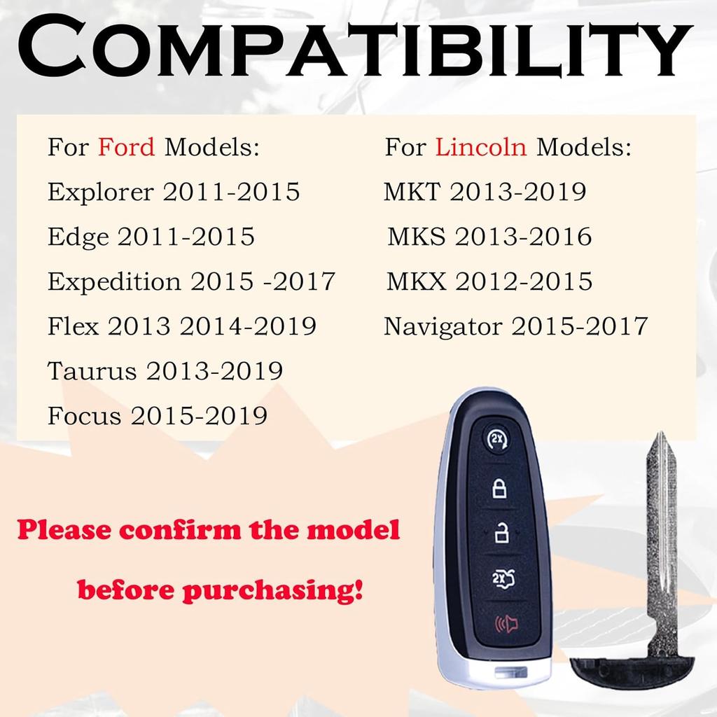 Car Key Fob Replacement Fits For Ford Explorer Edge 2011-2015 Expedition Flex Taurus 2013- Focus Escape Lincoln MKS MKT MKX Navigator Keyless Entry