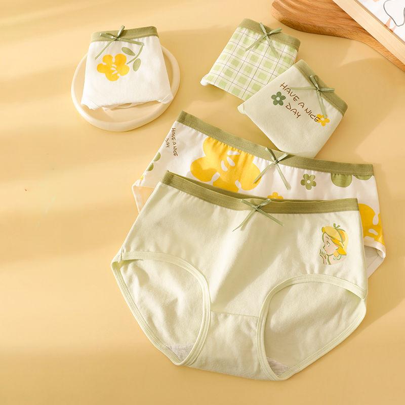 5Pcs/Set Low Waistline Girls Briefs Cute Print Ladies Underwear Breathable Cotton Women's Panties
