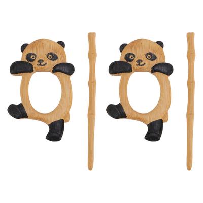 Panda Pattern Brooch Pin Multifunctional Cute Elegant 3D Wooden Animal Pin Brooch for Sweater