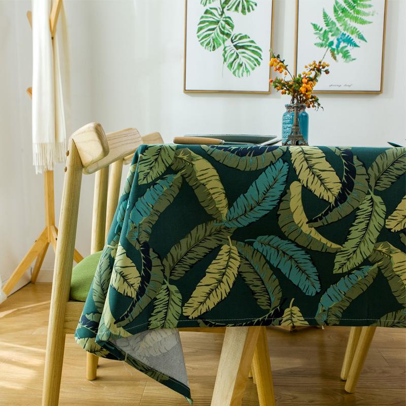 Cotton Thickened Reactive Printing Canvas Feather Leaf Coffee Table Tablecloth Table Cloth