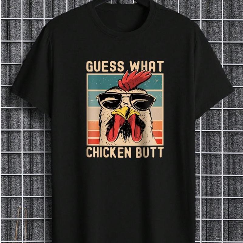 New Summer Men's Fashion T-shirt Fashion Chicken Printed Men's T-shirt Top