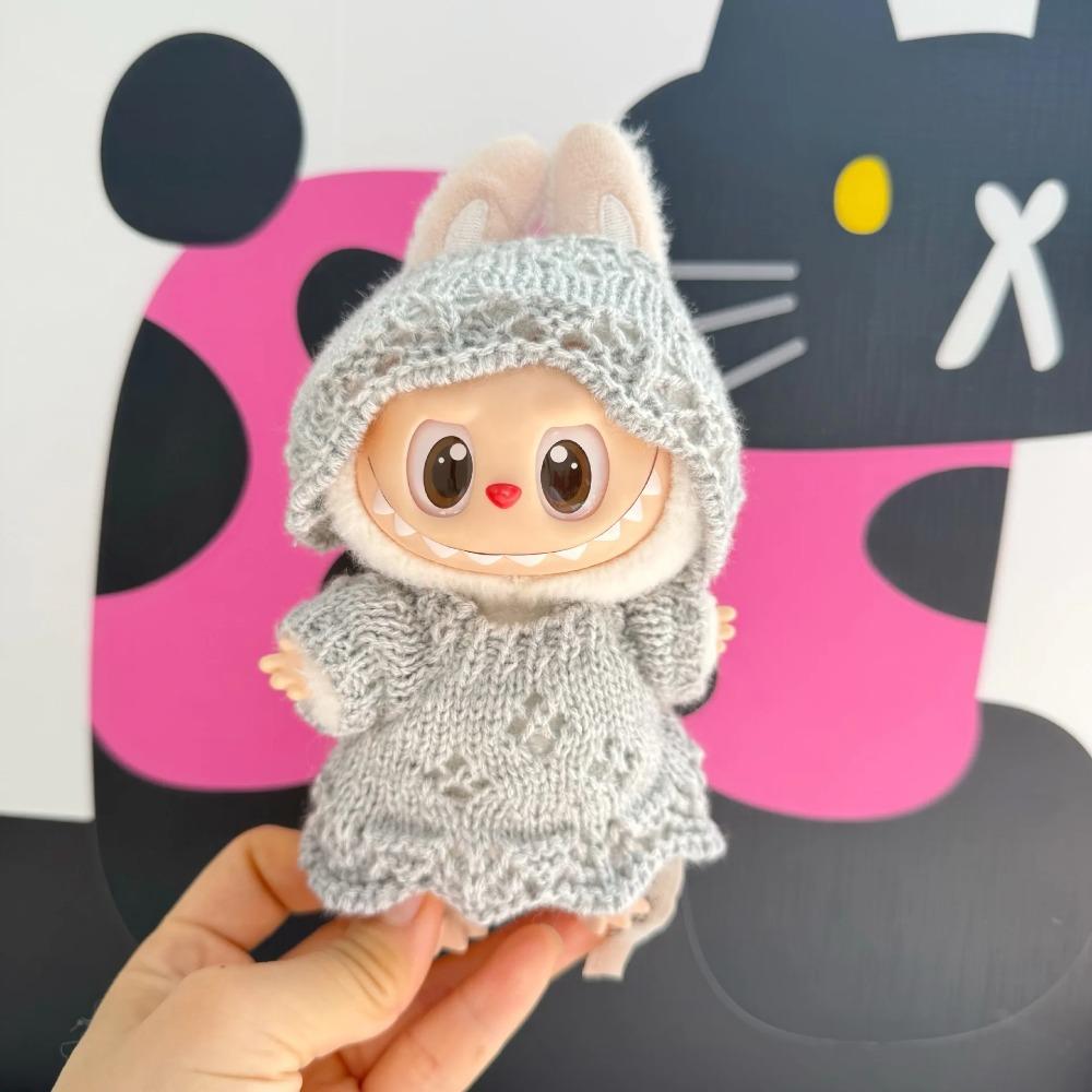 For  Labubu Clothing  Pendant Labubu Wearing Hollow Knitted Dress Hat Stylish Cute Set Gift No Dolls