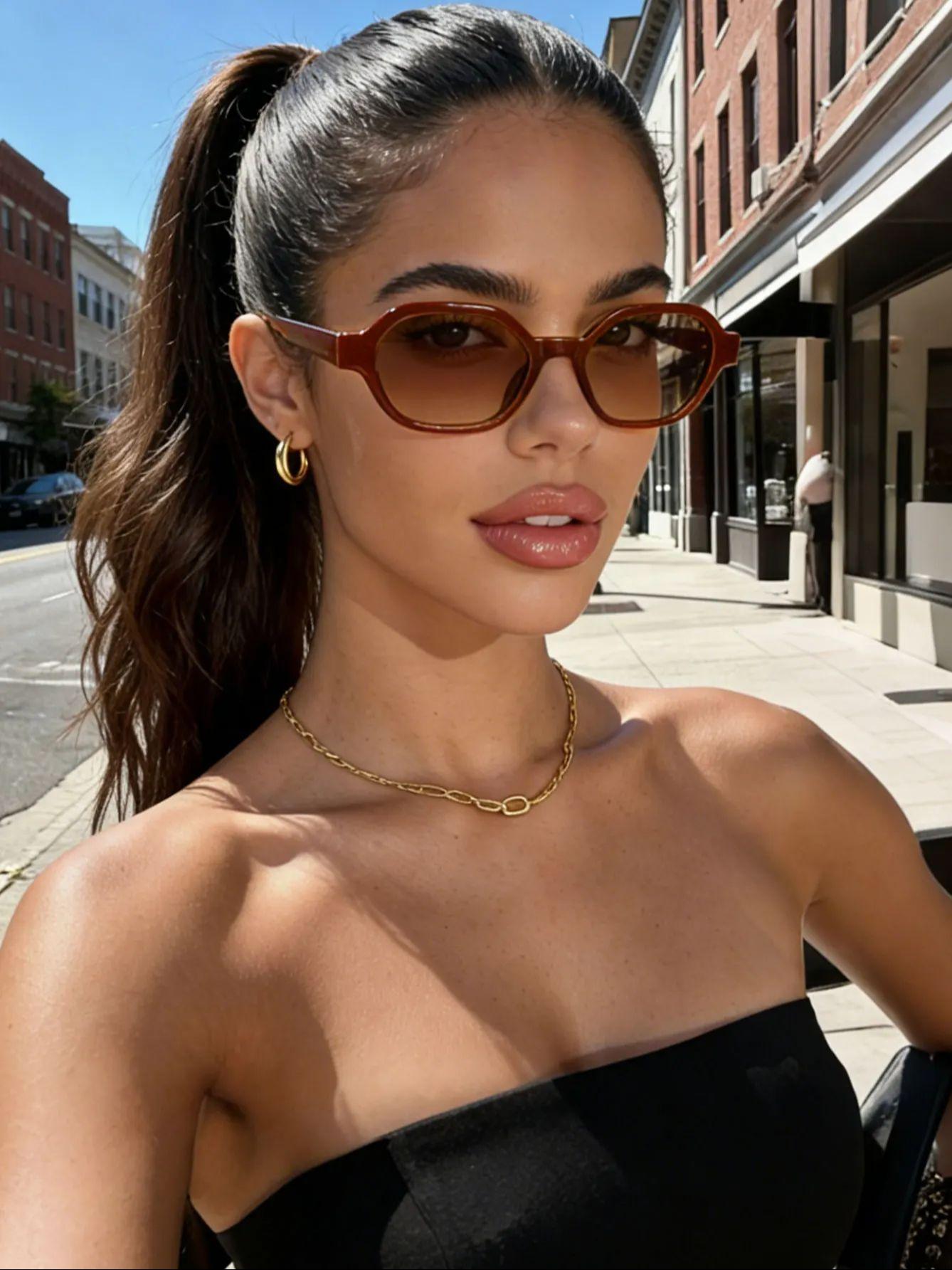 

1PCS Fashion Square Frame Sunglasses Wine Red Elegant Lady Sunshade Glasses Casual Fishing Driving Glasses бордовый