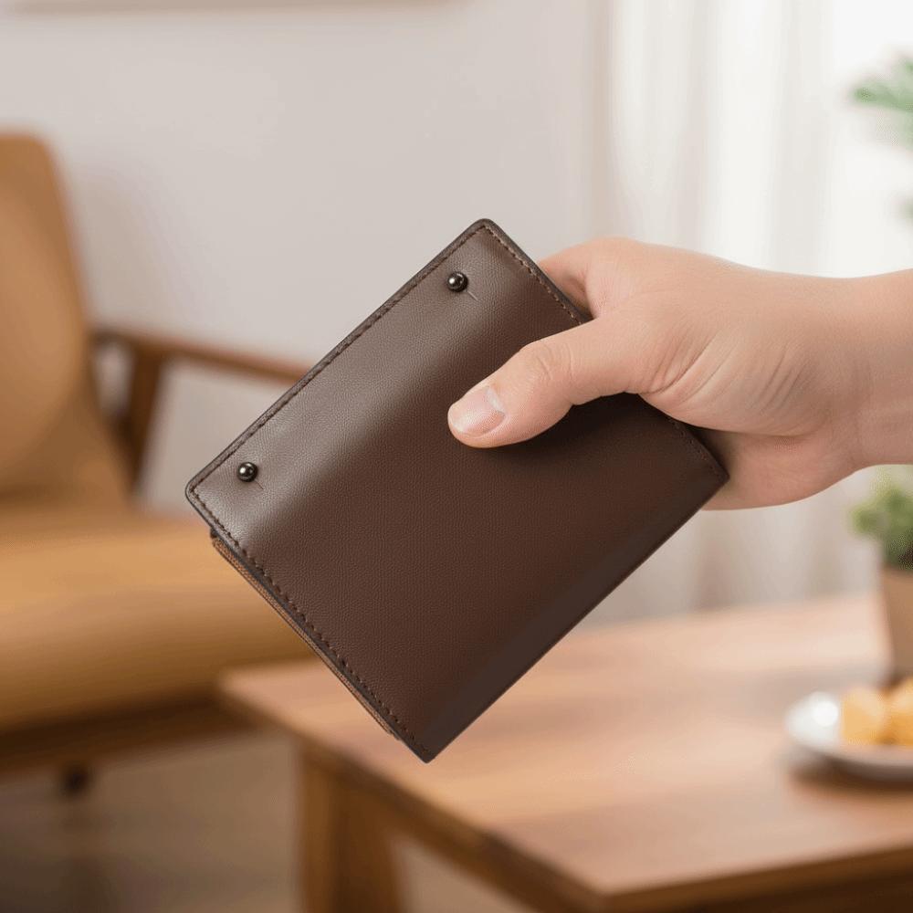 PU Leather Tri-fold Card Holder Ultra-Thin Design Coin Purse  Anti-theft Swiping