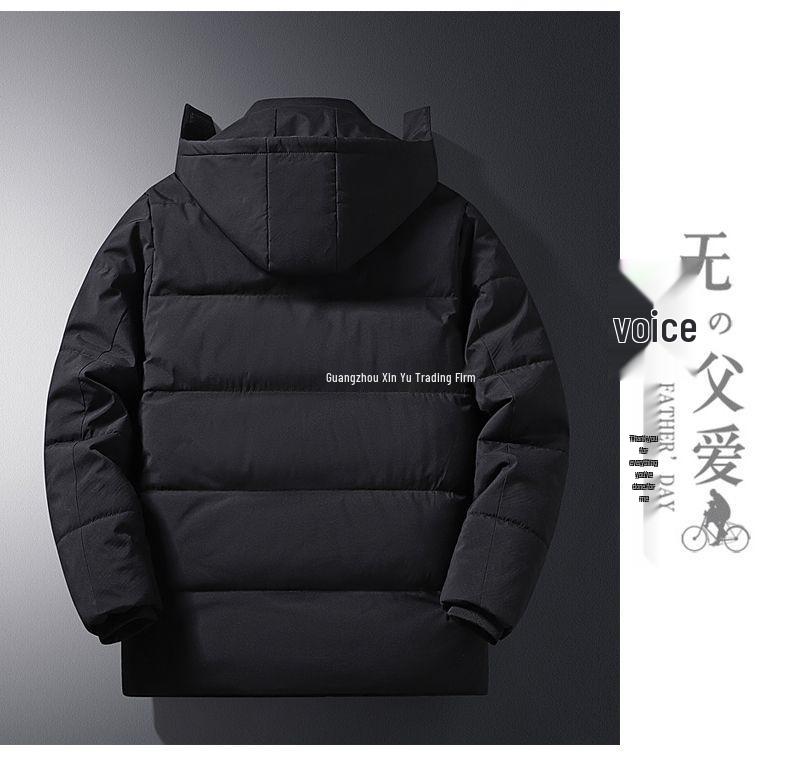 Herren Winter Mittellange Verdickte Baumwolljacke für Mittleren Alters & Ältere mit Zusätzlichem Fleece