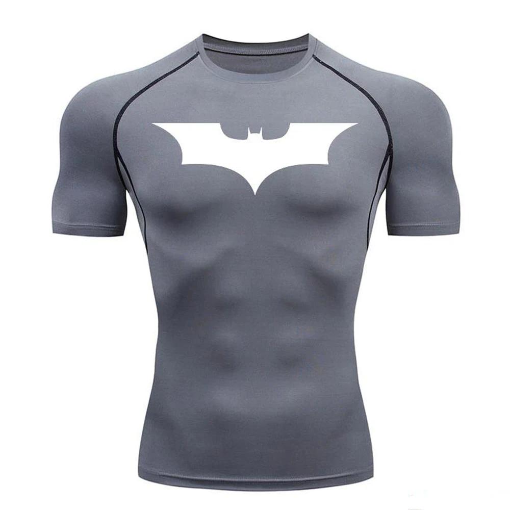 MISS YANG 2026 Heren Compressie Shirt Training Sport Sneldrogend Ademend Zweetabsorberend Strakke Sportschool T-shirts Fitness Elasticiteit Tops T-shirt Mannelijk M
