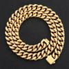 14MM Großhandel Hip Hop Schmuck Edelstahl Herren Flach 4 Seiten Curb Cuban Link Kette Halskette für Herren Dropshipping