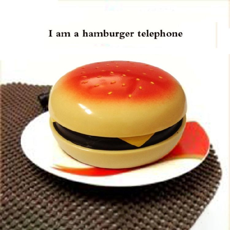 Creative Cartoon Hamburger Landline Phone Real Working Telephone Gift Decoration for Home Office Business Bathroom