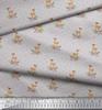 Soimoi Gray Japan Crepe Satin Fabric Dot & Deer Animal Print Sewing Fabric metre 42 Inch