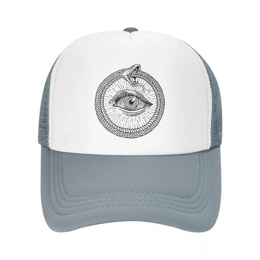 Esoteric Illustration Of Ouroboros Snake Cap Fashion Mesh Baseball Caps Adjustable Hat Hip Hop Summer Unisex Baseball Hats