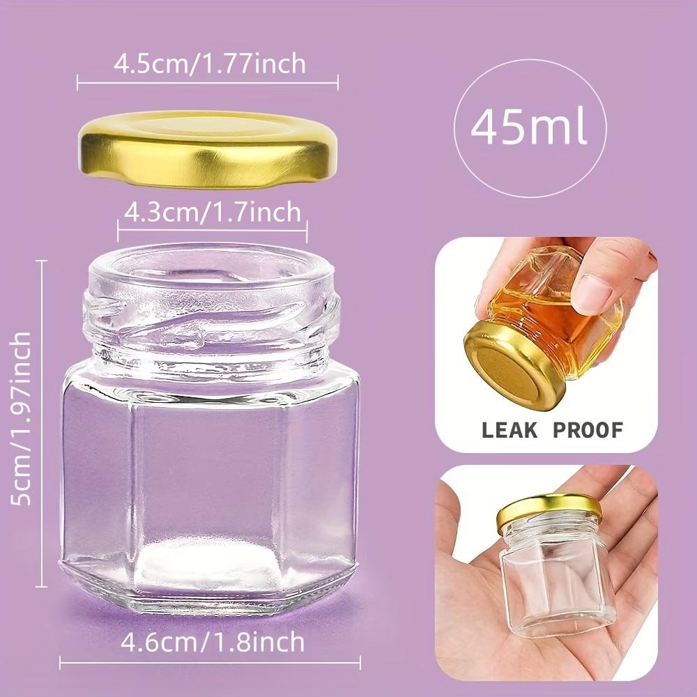 3pcs Mini Hexagonal Glass Jars with Gold Screw Lids Leak-proof Reusable Multi-purpose for Honey Jam Spice Storage