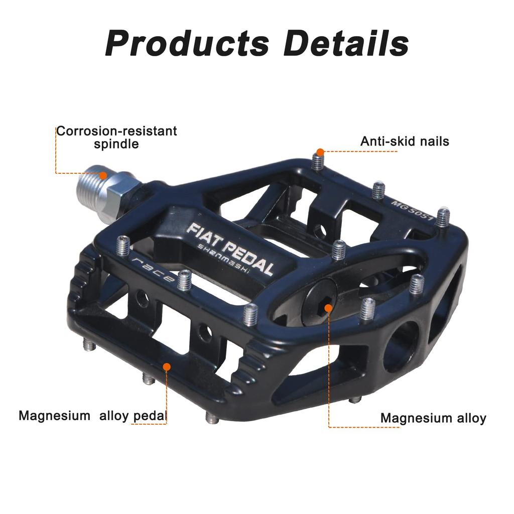 UPANBIKE Bicycle Spindle High Large Flat Magnesium Alloy for Mountain Bikes and Road Bikes Pedals, 9/16" Bearing, Strength, Non-Slip, Platform,