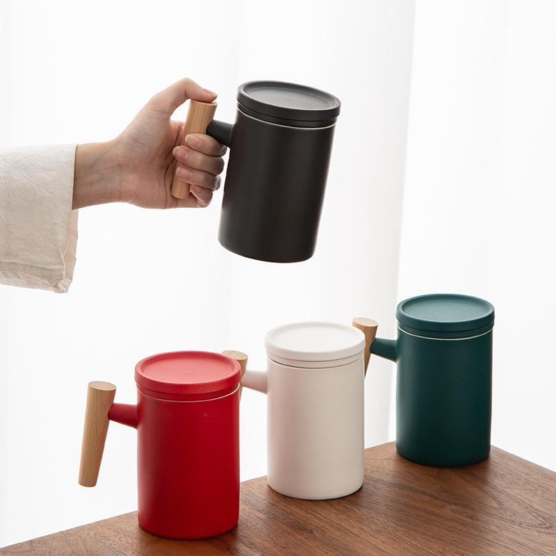 Ceramic Mug Three-Piece Set With Lid Tea Separation Office Tea Cup Business Souvenir Can Be Customized