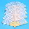 20/70 PCS Personalized Engraved White Folding Elegant Silk Hand Fan with Gift Bag Wedding Favors