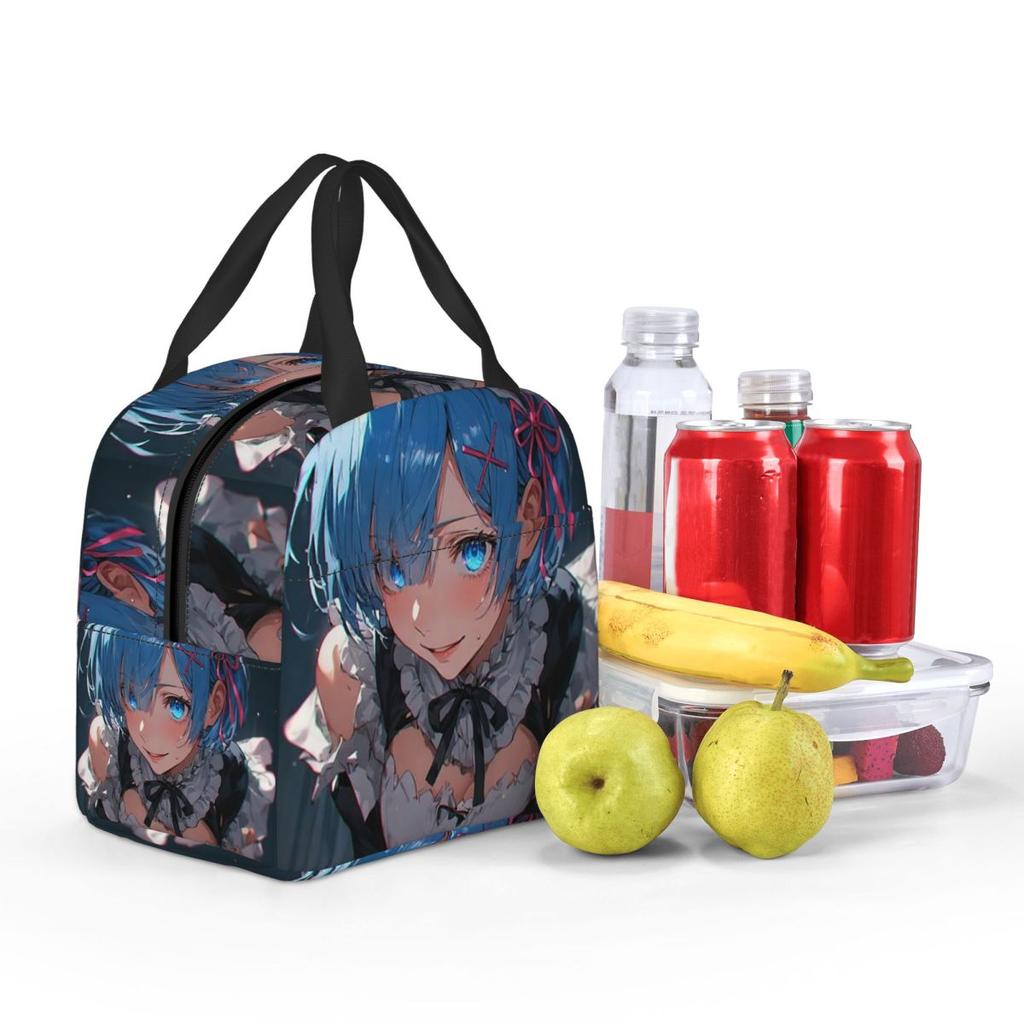Sexy Cute Rem Anime Insulated Lunch Bag for Women Kids Portable Food Boxes Thermal Lunch Box Tote