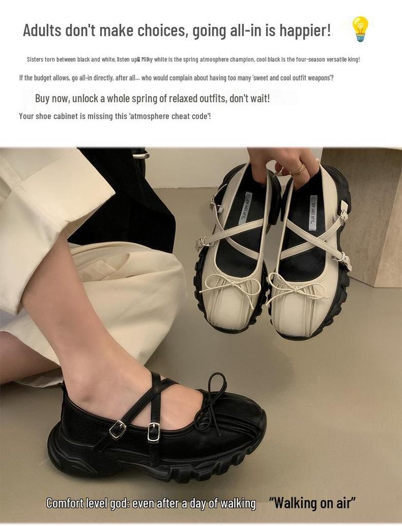 Original Women's Casual French Height-Boosting Cute Doll Ruffled Thick-Soled Mary Jane Shoes