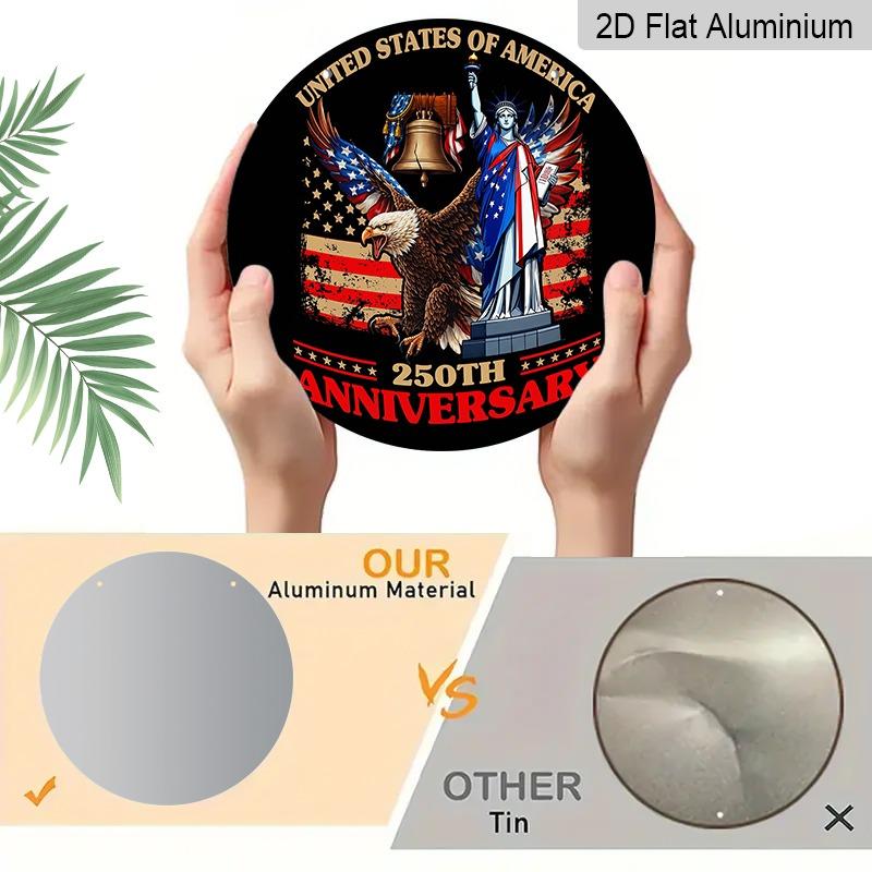2D Flat Retro Aluminum Wall Decals In Various Sizes. Independence Day Theme, Featuring A 250th Anniversary Bald Eagle and Flag Design. Ideal for Home