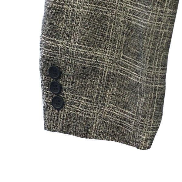 Durban Made In Japan Check Linen Wool Blend Tailored Jacket Gray Men's Used