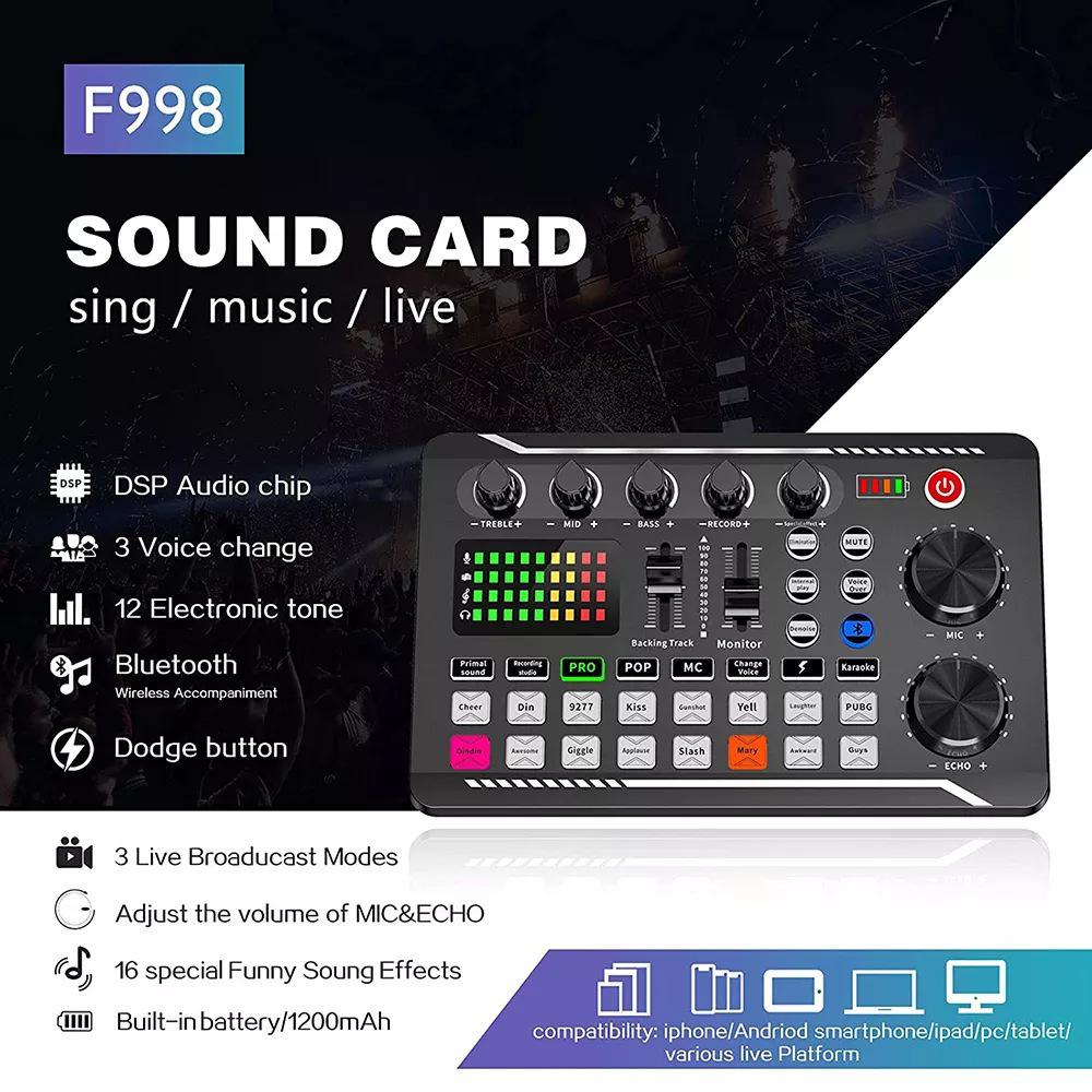 F998 Live Sound Card & BM800 Condenser Microphone Set for Karaoke