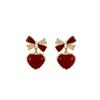 Heart-Shaped Rhinestone Bow Earrings: Elegant & Fashionable Skin-Brightening Accessories for Women