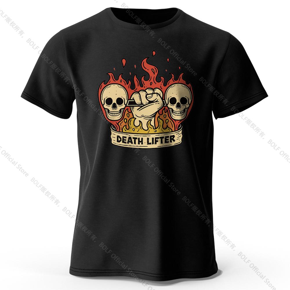 Heren Death Lifter Bedrukt T-shirt 100% Katoen Oversized Grappige Grafische T-shirts voor Heren Dames Zomer Tops