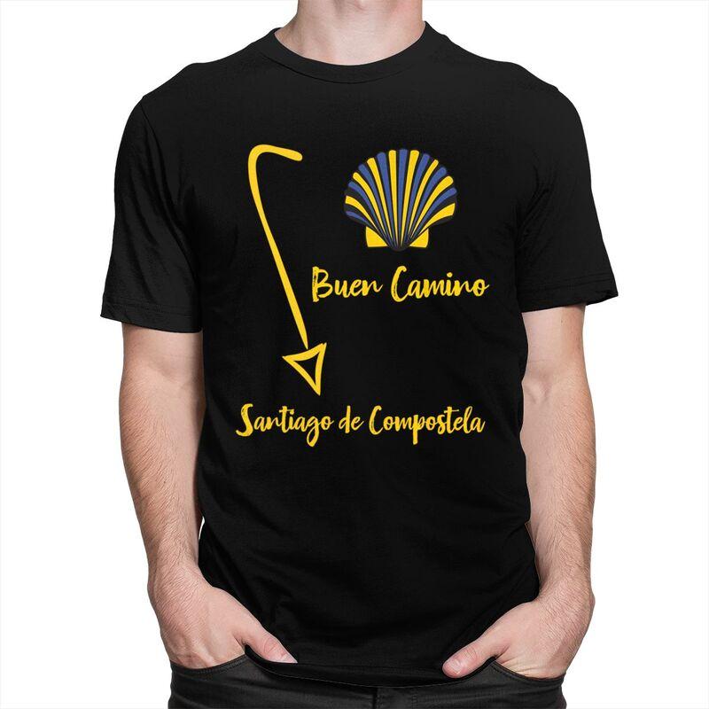 Custom Buen Camino De Santiago Tshirts for Men Short Sleeve Casual T Shirt El Camino Way Tshirt 100 Cotton Tees Gift