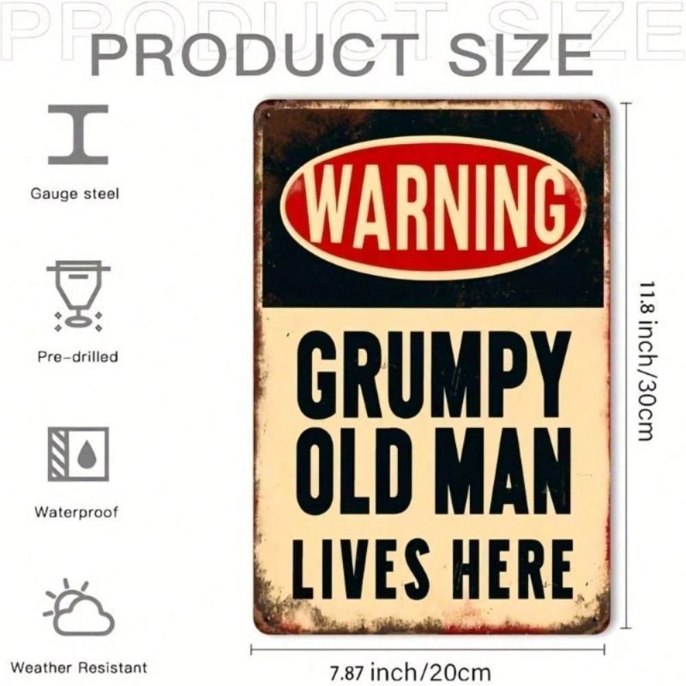 Vintage Metal Poster Elderly Warning Sign Wall Decor for Home Bar Cafe