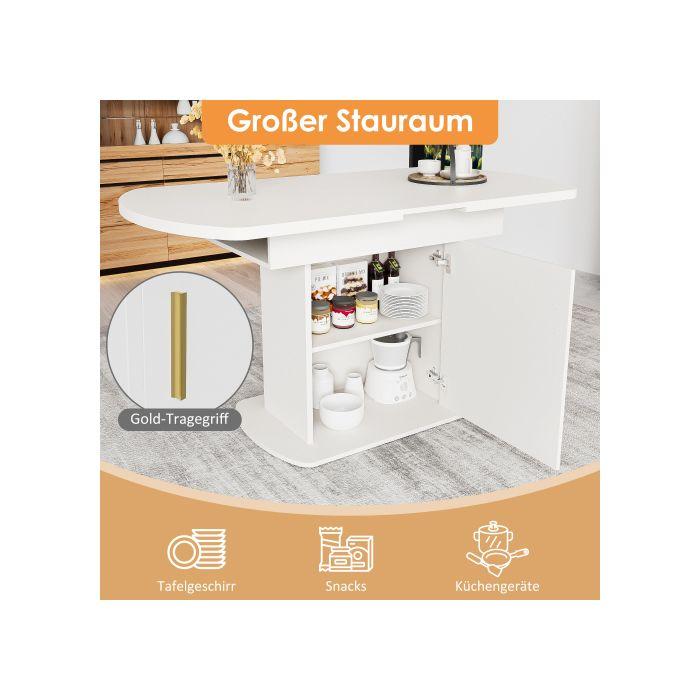 Table de salle à manger - MUVOE - Ovale extensible - Blanc - 110/130x70x75cm - Design moderne