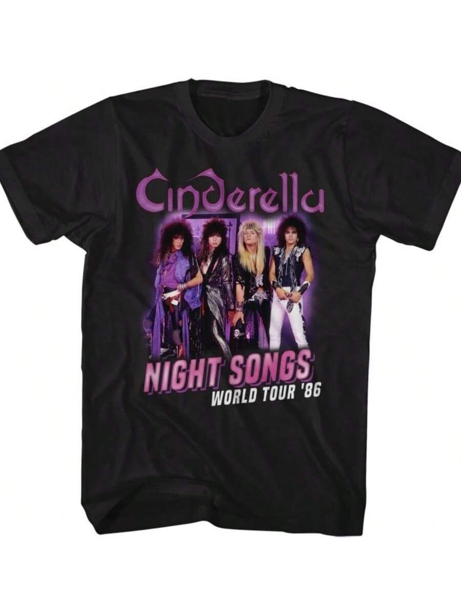 

Cinderellas Rock Band Night Songs Tour Черная двусторонняя футболка для взрослых S