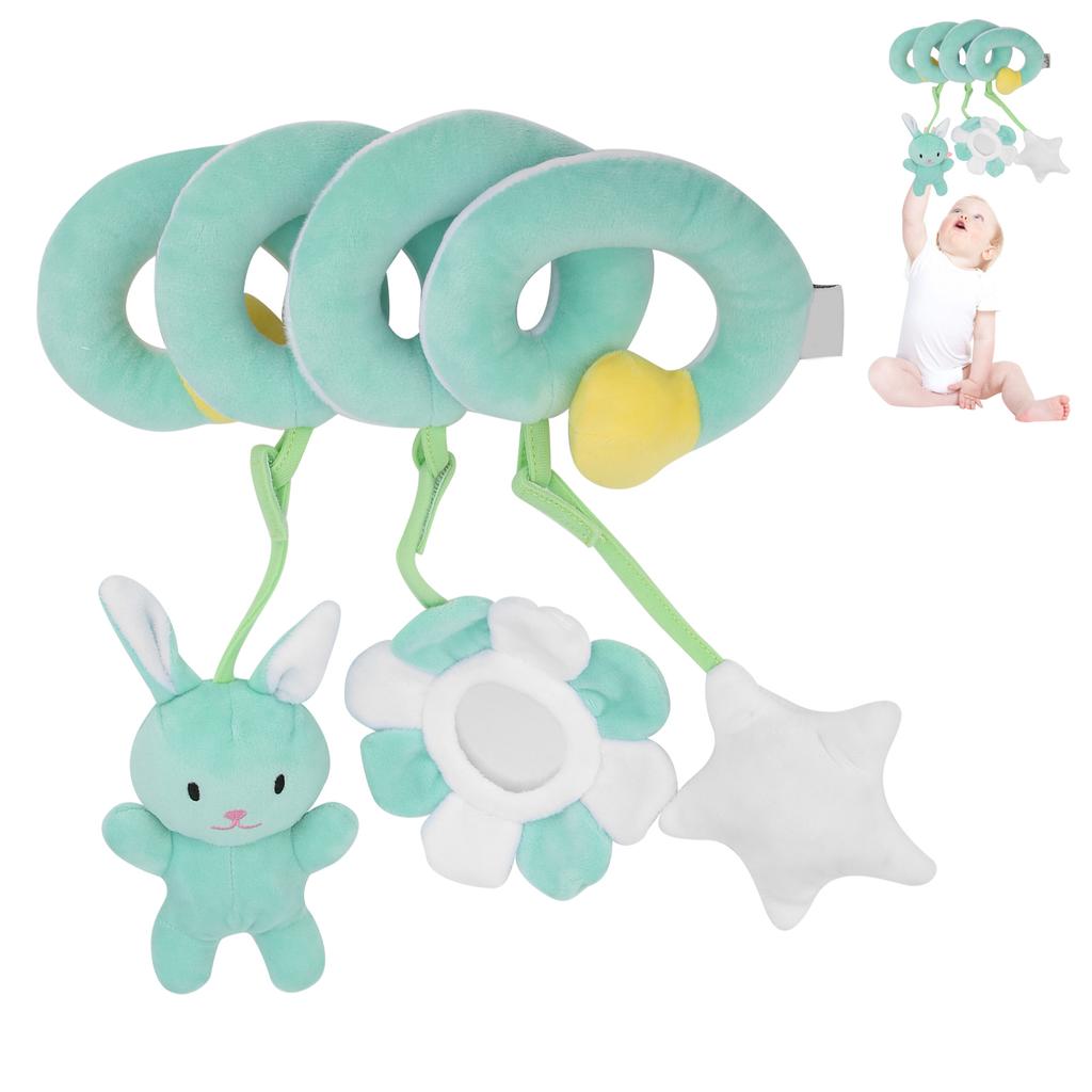 Baby Stroller Hanging Toy Appeasing Infant Spiral Activity Rattle Newborn Plush ToyGreen