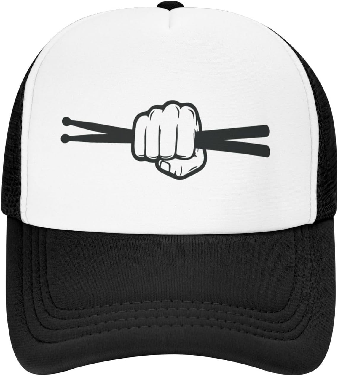 

Drummer Fist with Drumsticks Trucker Hat Adjustable Mesh Baseball Cap Outdoor Sports for Adult One Size