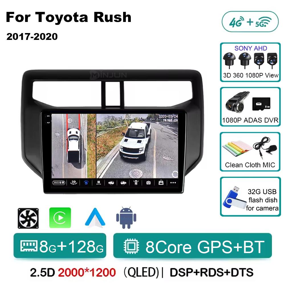 Android14 Car Radio For Toyota Rush Daihatsu Terios 2017 2018 2019 2020 Carplay Auto Player GPS Stereo WIFI+4G 360 Camera BT DSP