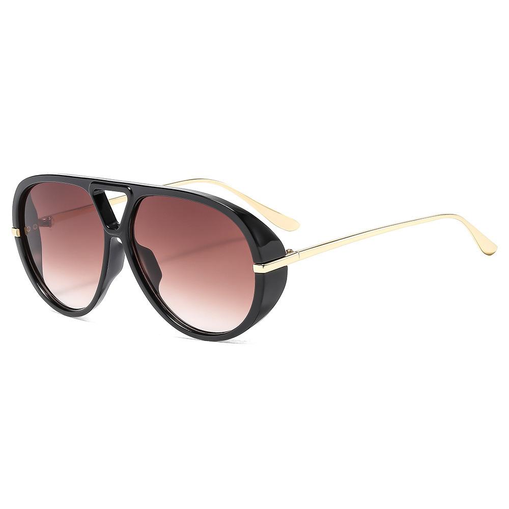 Retro Oversized Oval Leopard Gradient Women Sunglasses Double Beam Punk Style Fashion Luxury Large Frame Men Sun Glasses UV400