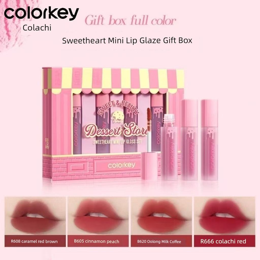 Colorkey Self-Deprecating Bear Lip Gloss Lipstick Gift Set, Non-Stick Cup, Long-Lasting Moisturizing, Daily Makeup