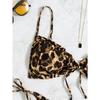 Leopard Print Tie Side Bikini Set Ruched Two Piece Swimsuit Sexy Beachwear