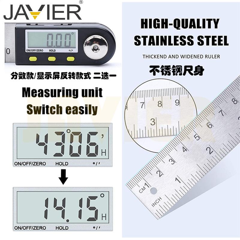 Jieluo's Electronic Digital Display Angle Ruler Protractor Stainless Steel Carpenter's Ruler Measuring Instrument 360 Degrees