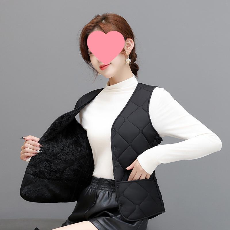 

Korean Style Women s Thickened Cotton Vest, Slim Fit, Plus Velvet, Autumn/Winter 2025 Design 5XL (130-140 Jin recommended) чёрный