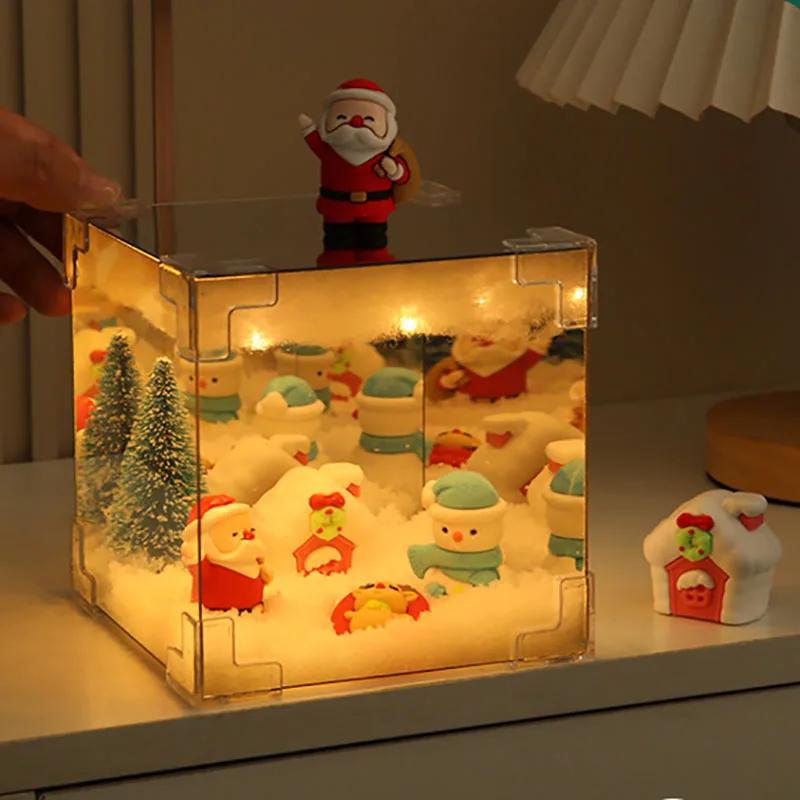 Christmas DIY  Handmade Luminous Desktop Crafts Material Usb Powered with Santa Claus for Christmas Party Atmosphere Decor