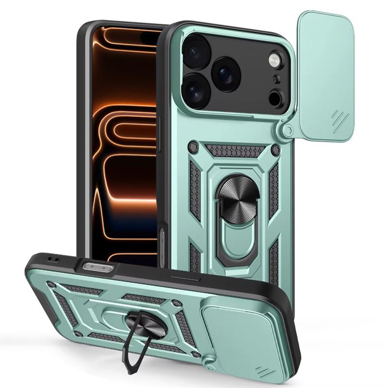 Militärqualität Schiebkamera-Rüstung Magnetische Handyhülle für 18 17 13 15 14 16 Pro Max 14 16 15 Plus Air Stoßfeste Hülle iPhone 13 Pro grün