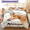 3pcs Custom Name Horse Bedding Set Duvet Cover Closure Includes 1 Duvet Cover & 2 Pillowcases, Soft and Comfortable for All Seasons.