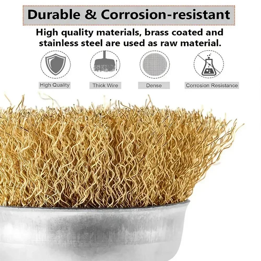 6Pcs Wire Brush Shaft Grinding Wheel Rust Removal Polishing Electric Grinder Drill Accessory