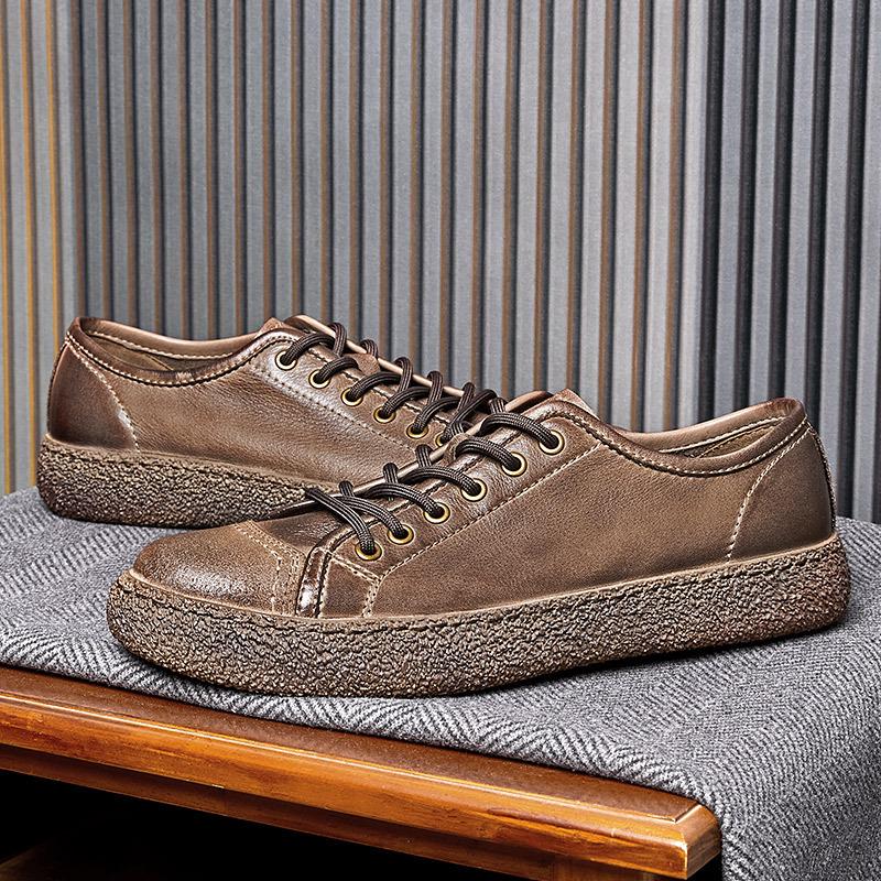 Кожаные белые туфли Повседневная мужская обувь Британские ретро кожаные туфли Мужские — фото 4