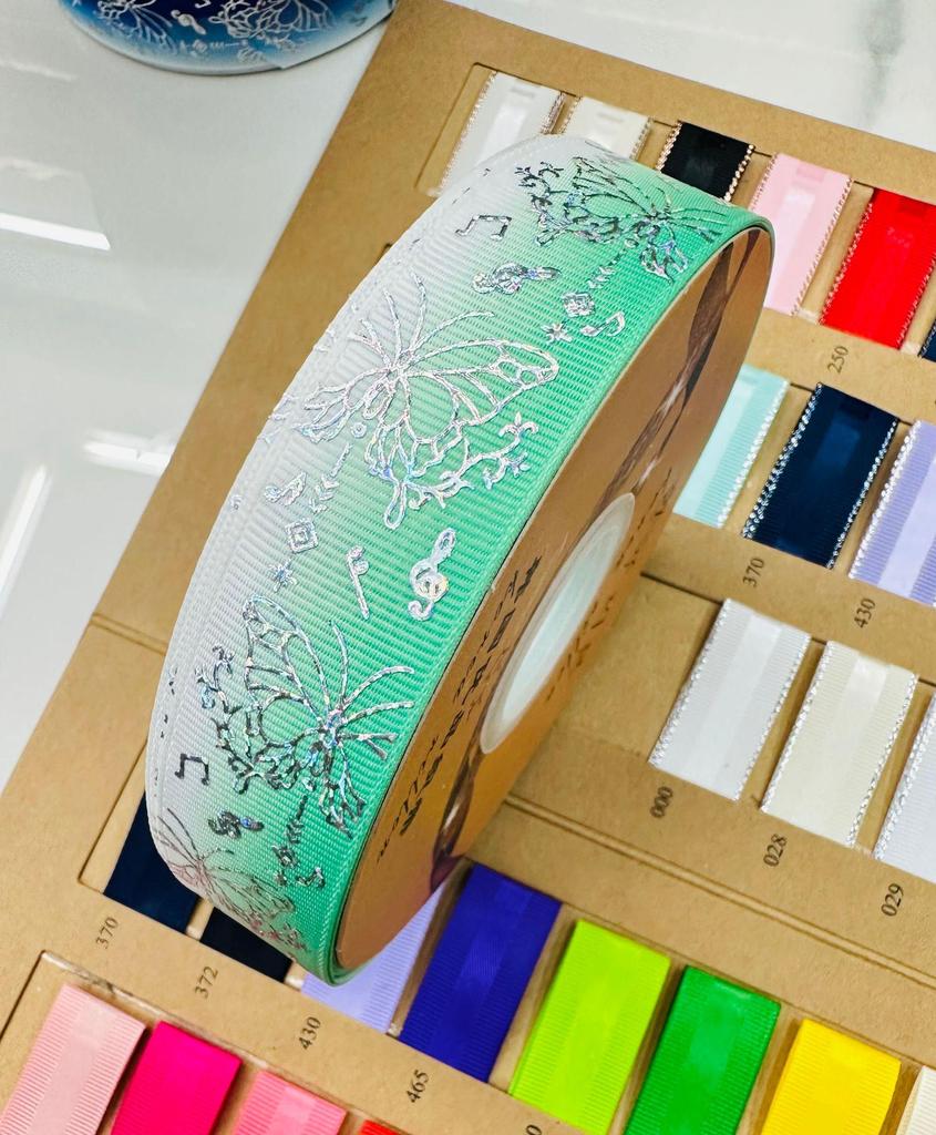 Ruban papillon argenté de 2,5 cm imprimé laser pour décoration de Noël DIY