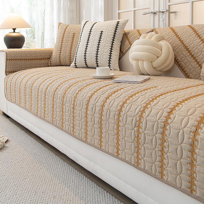 Nordic High-Grade Striped Sofa Cushion Non-Slip Wear-Resistant Four Seasons Universal Sofa Cover Cloth Spring and Summer Backrest Towel